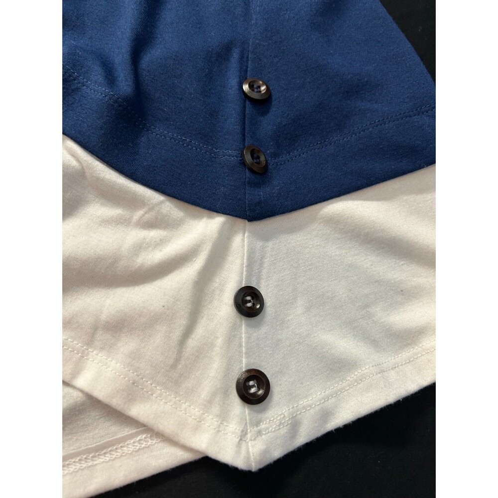 Simply Noelle Tank Top Plus Size One Size Blue White Colorblock Button Hem